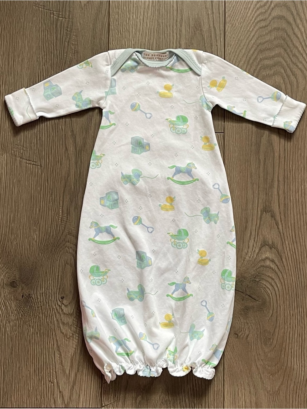 The Beaufort Bonnet Company TBBC Rattle Rocking Horse Blocks 0-3m Baby Boy Gown